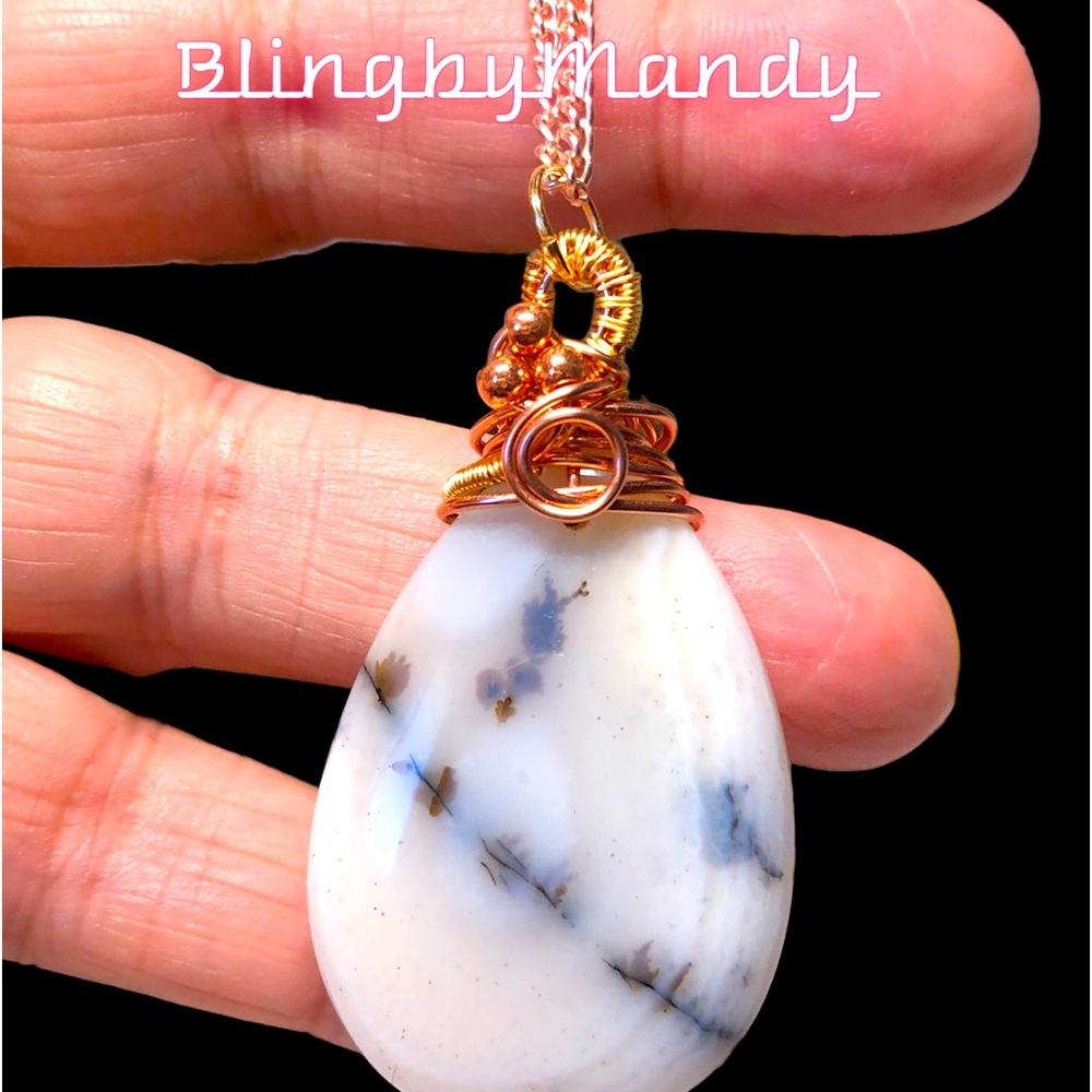 💕Large stunning dendritic agate pendant-amazing colors with free chain
